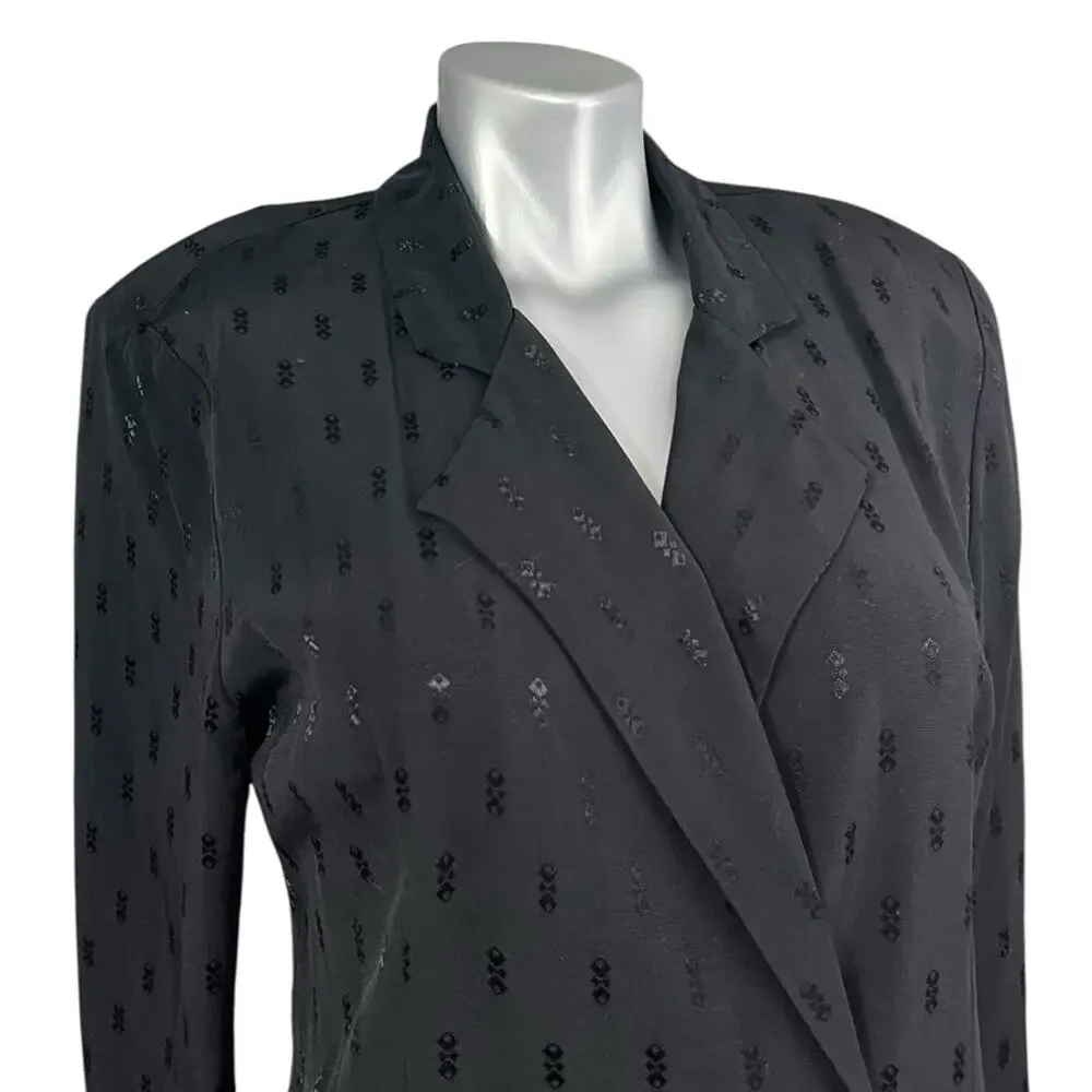 Vtg Betsy’s Things Double Breasted Blazer Black Jacket Women's 7/8 90s Vamp